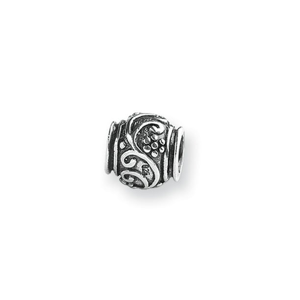 Bead Charm White Sterling Silver Themed 8.18 mm Reflections Cancer Zodiac Antiqued 
